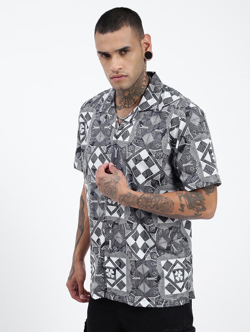 men short sleeves printed casual shirt - 21597498 - Standard Image - 2