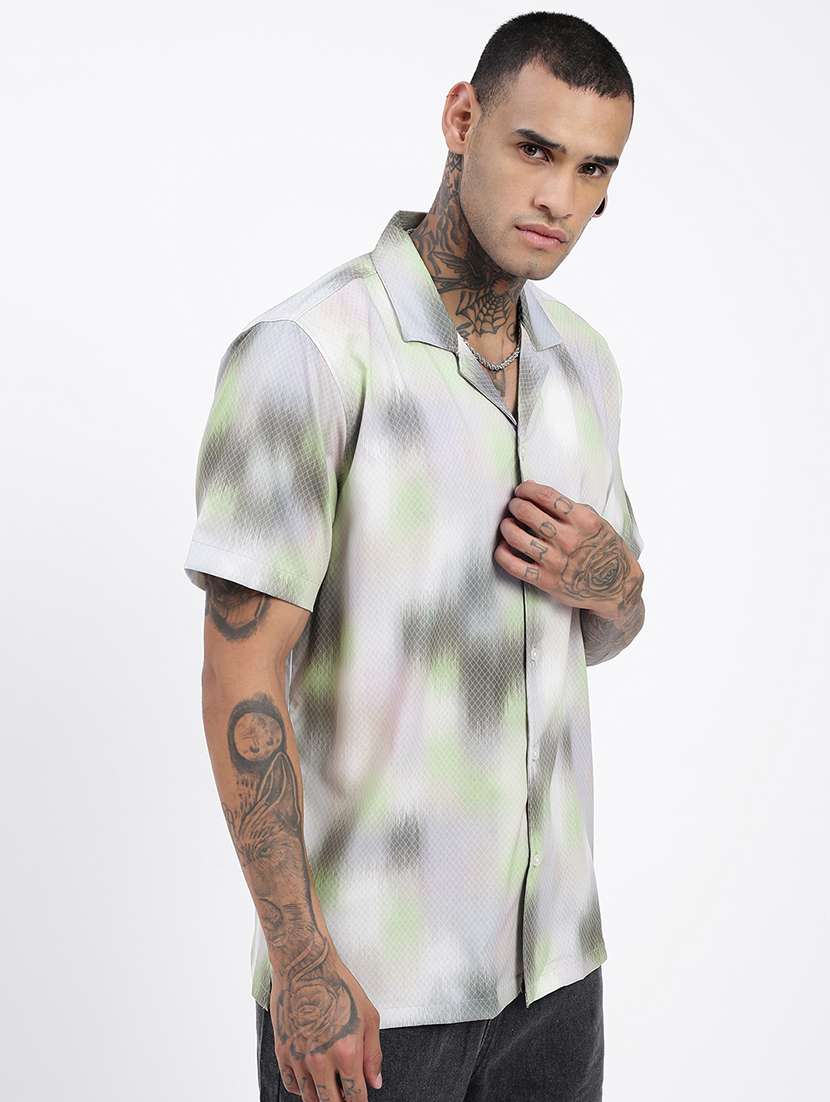 men short sleeves tie & dye casual shirt - 21597499 -  Standard Image - 2