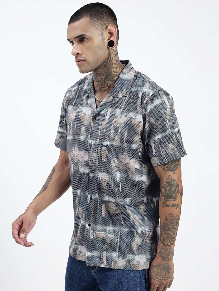 men short sleeves printed casual shirt - 21597500 -  Standard Image - 2