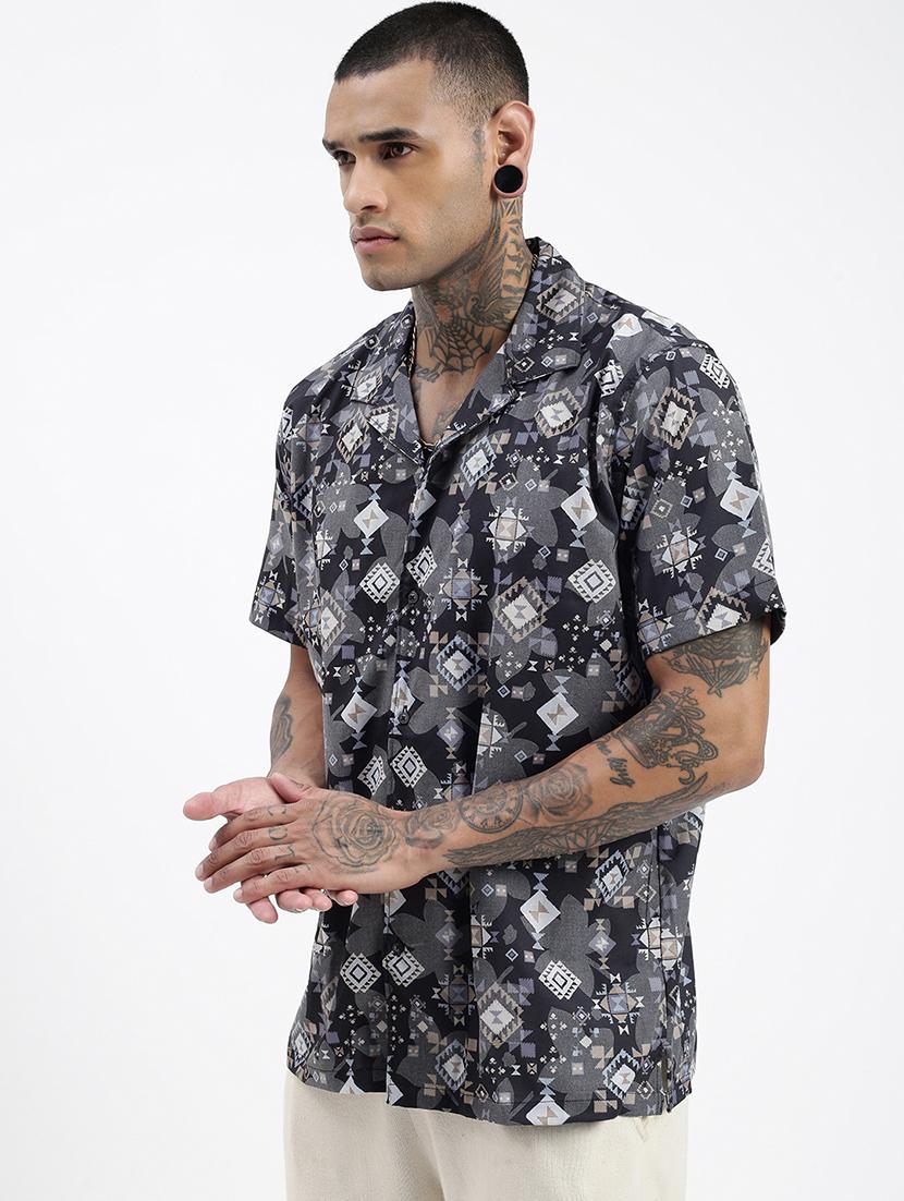 men short sleeves printed casual shirt - 21597501 - Standard Image - 2