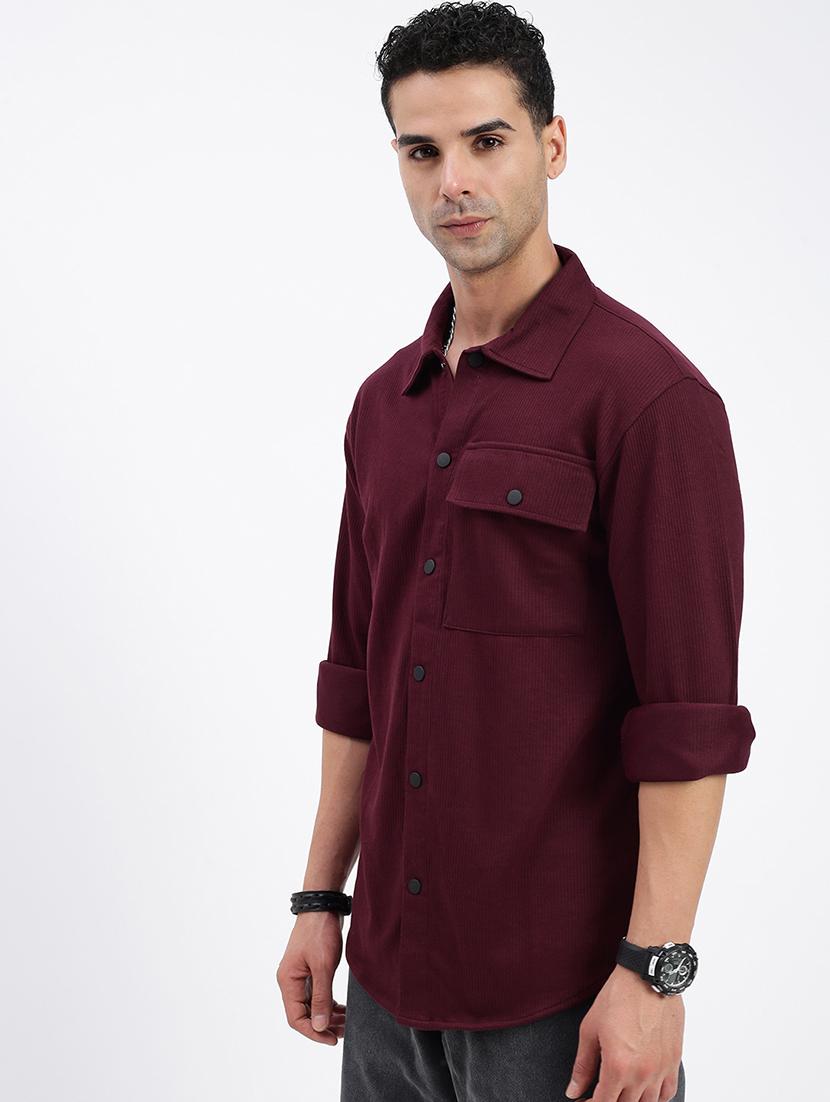 men regular fit solid casual shirt with single pocket - 21597531 - Standard Image - 2
