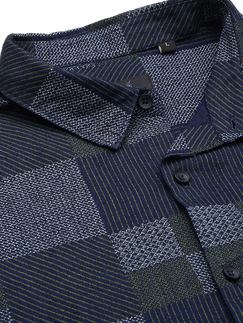 men regular fit geometric long sleeve casual shirt - 21597552 - Standard Image - 7