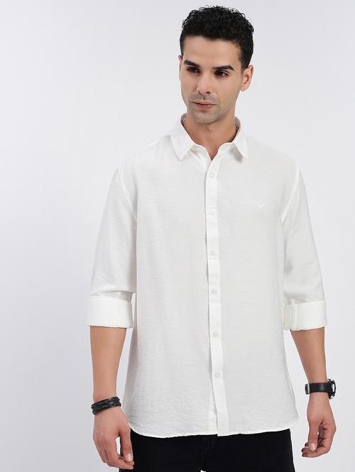 men regular fit solid long sleeve casual shirt - 21597568 - Standard Image - 0