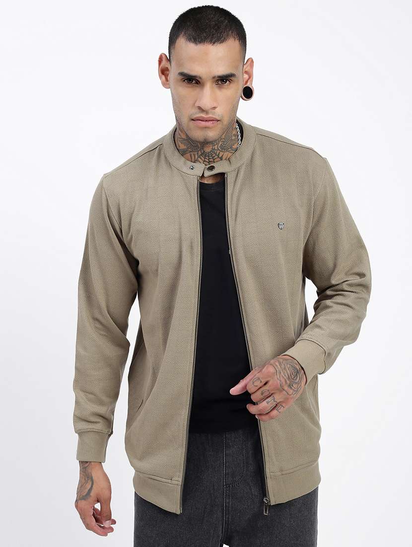men solid long sleeve casual jacket