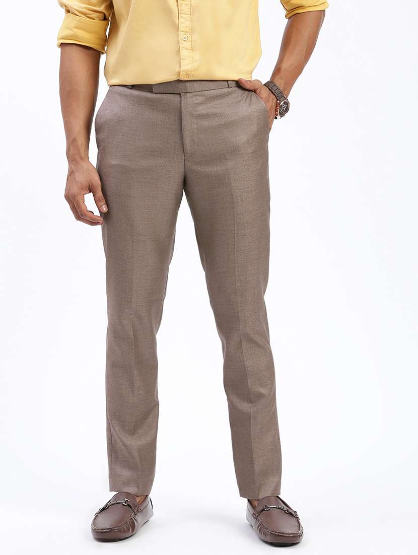 men solid flat front full length formal trouser