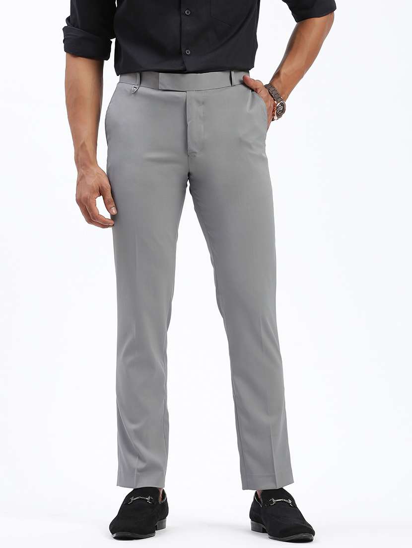 men solid flat front full length formal trouser