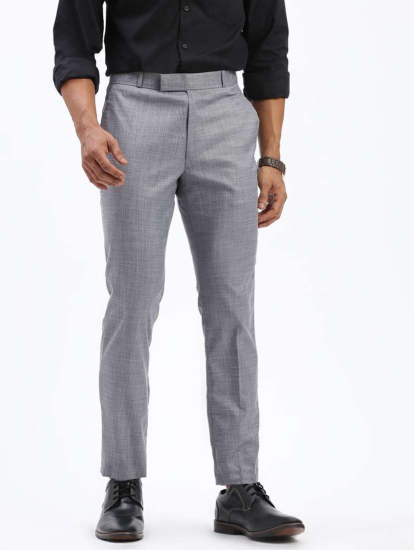 men solid flat front full length formal trouser