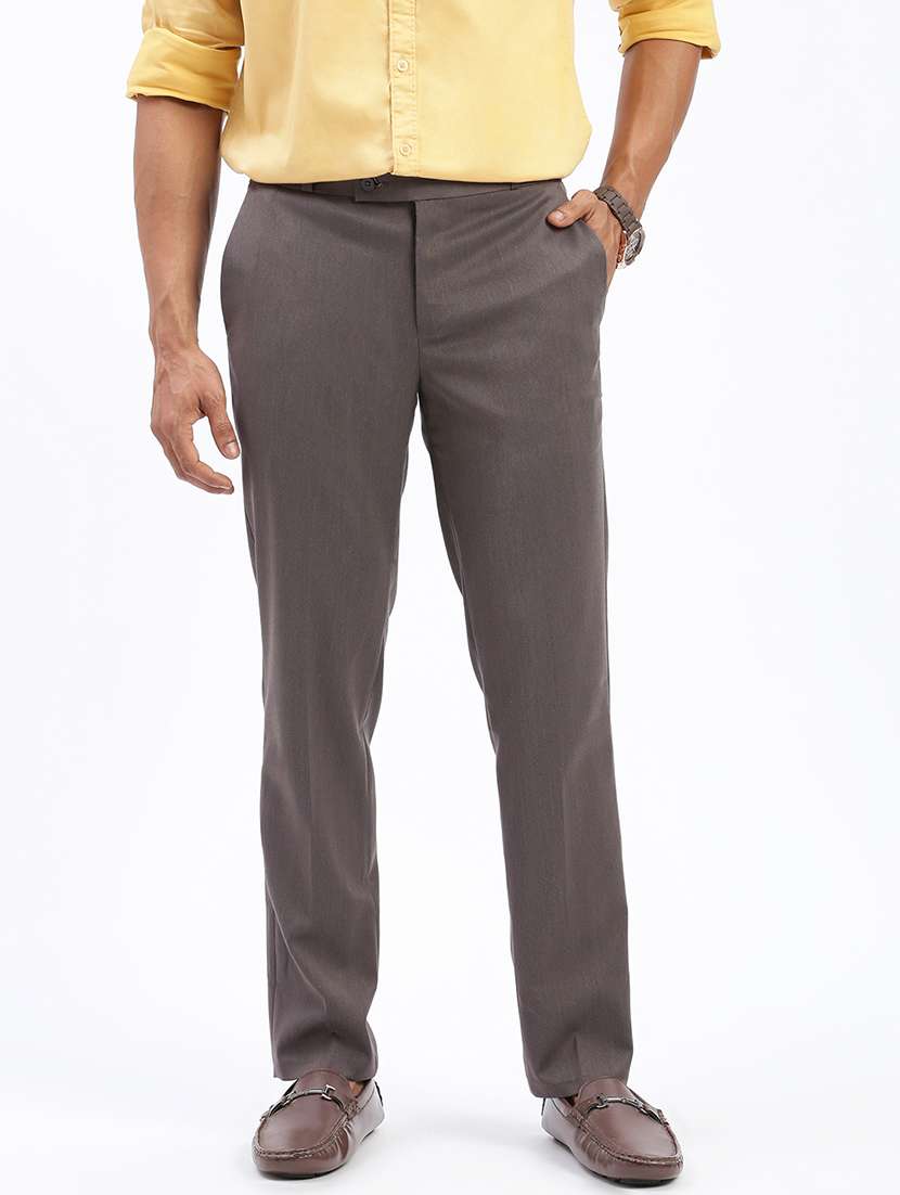 men solid flat front full length formal trouser