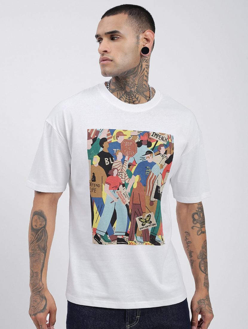 men front print short sleeves t-shirt - 21597662 -  Zoom Image - 0