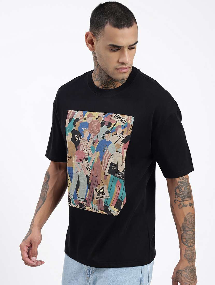 men front print short sleeves t-shirt - 21597663 -  Standard Image - 2