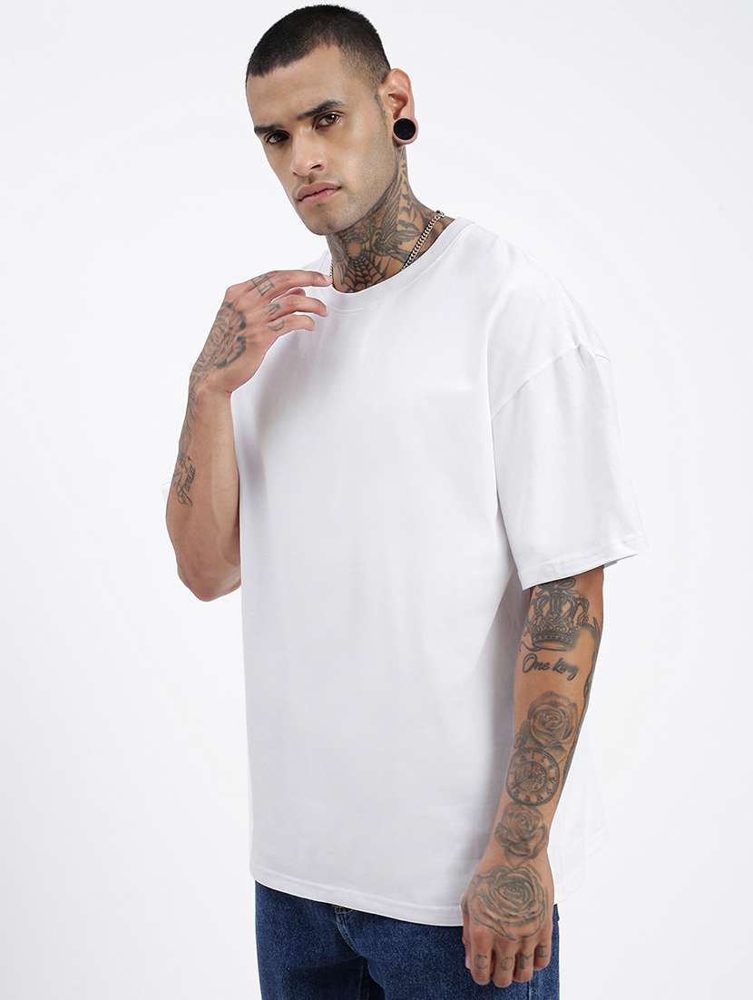 women solid short sleeve oversized t-shirt - 21597678 - Standard Image - 2