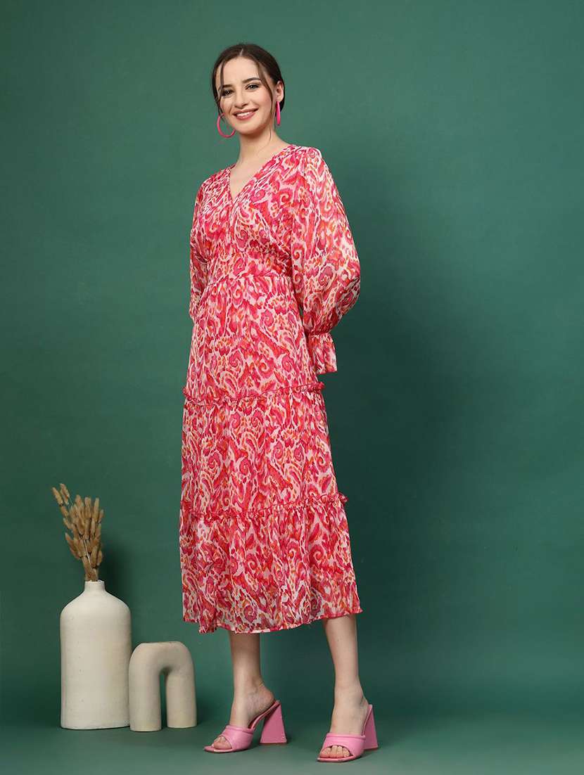 women pink printed a-line dress - 21597772 -  Standard Image - 2
