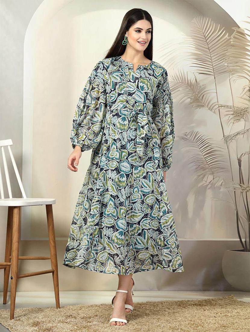 women green printed a-line dress - 21597791 - Standard Image - 2