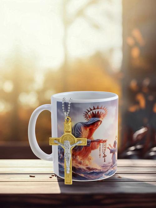 opalware angel guardian coffee mug, white, dishwasher jesus cross pendant  - 21597969 -  Standard Image - 0