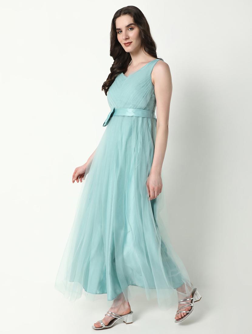 women solid sleeveless fit & flare dress - 21598010 - Standard Image - 2