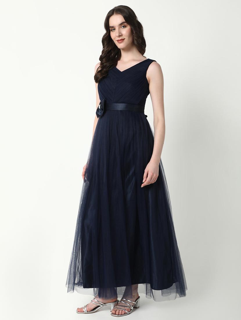wome solid sleeveless fit & flare dress - 21598011 - Standard Image - 2