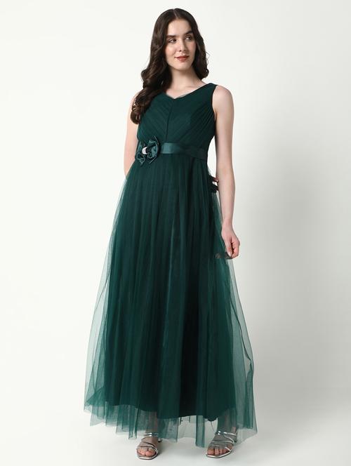women solid sleevless fit & flare dress - 21598013 - Standard Image - 0