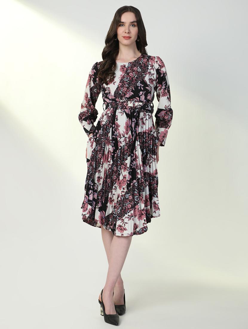 women floral print cuffed sleeve asymmetric dress - 21598014 -  Zoom Image - 0