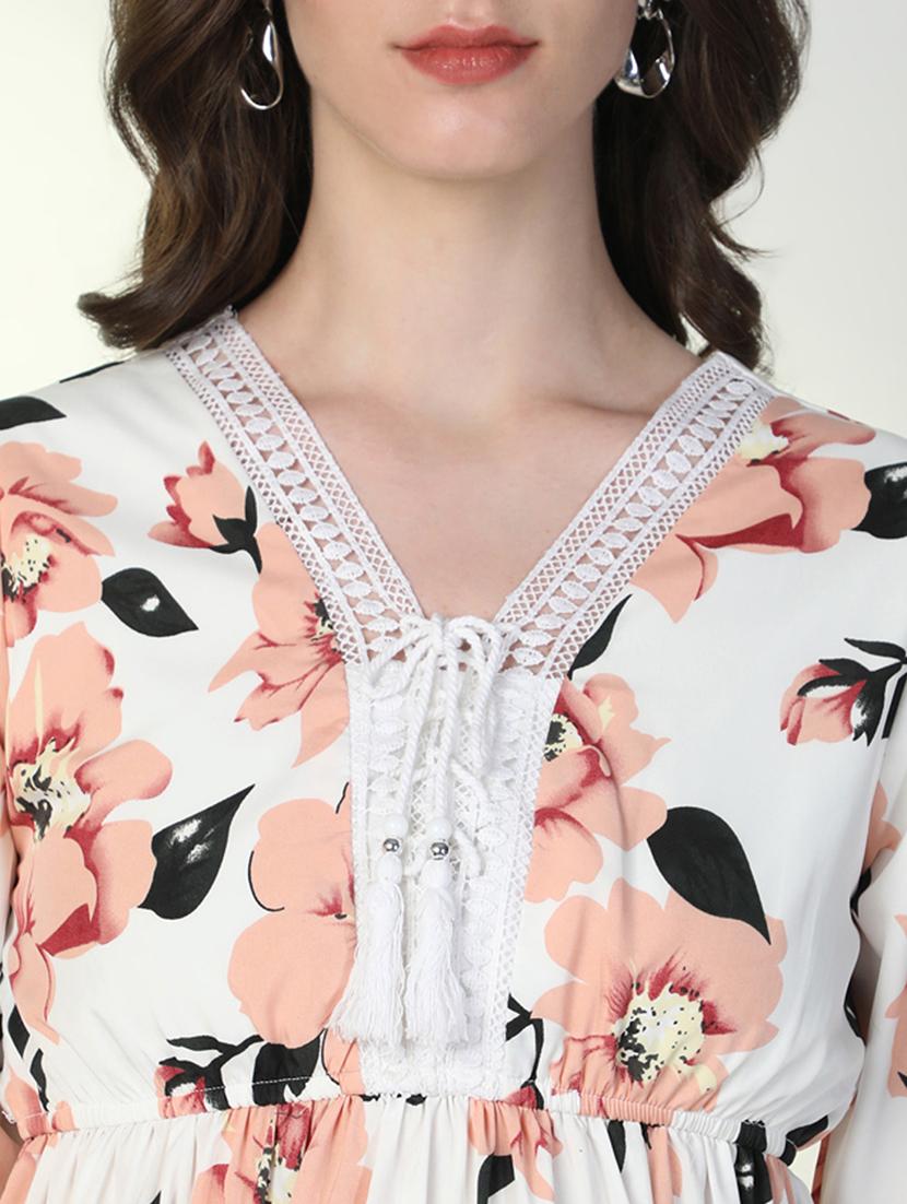 women floral v neck fit & flare dress - 21598025 - Standard Image - 7