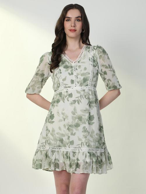 women floral v neck fit & flare dress - 21598027 -  Standard Image - 0