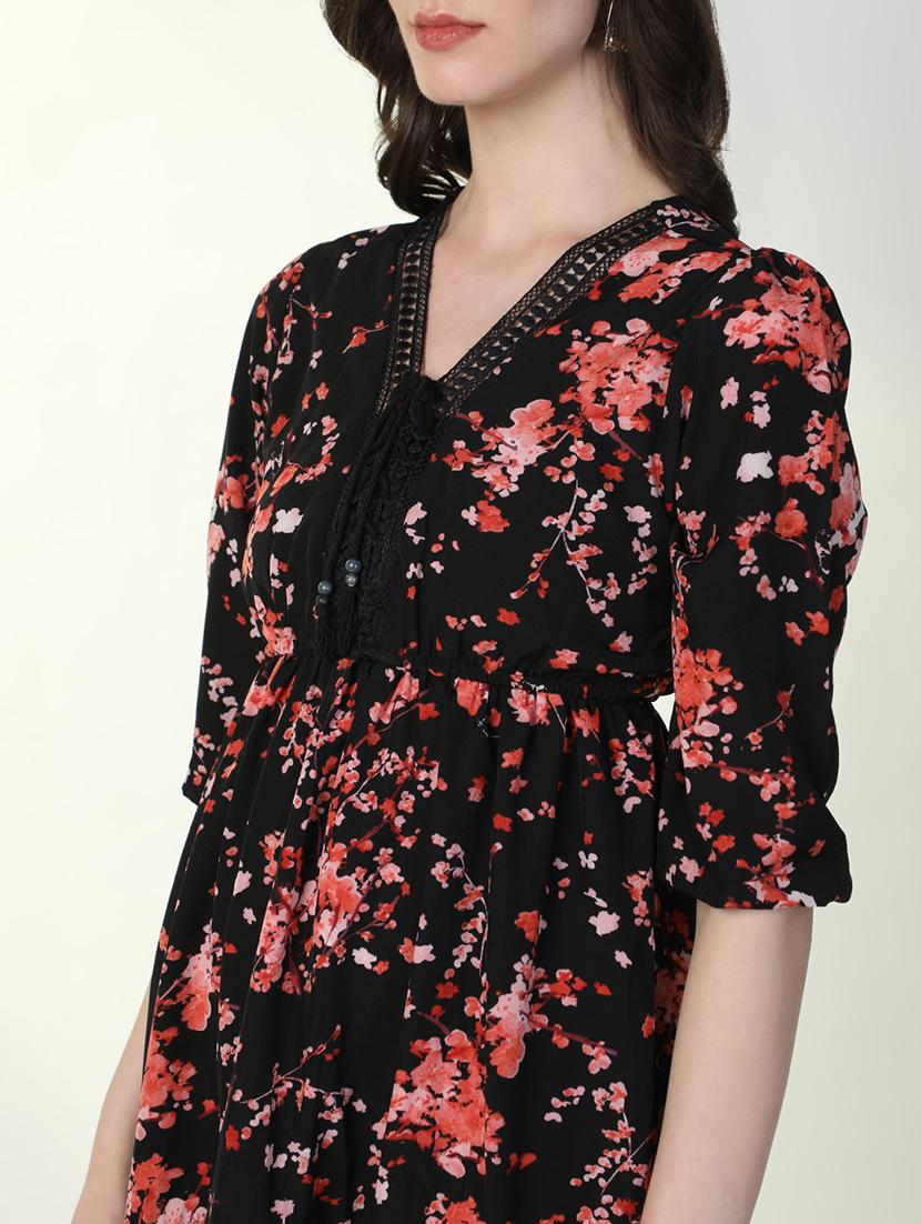 women floral print puff sleeve tiered dress - 21598030 - Standard Image - 7