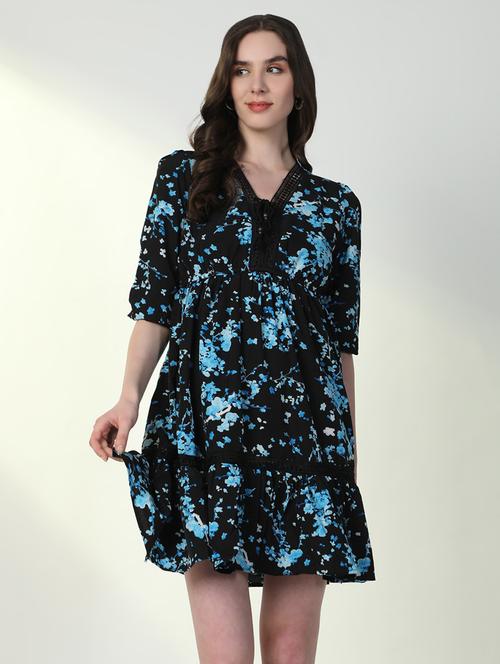women floral v neck fit & flare dress - 21598031 -  Standard Image - 0
