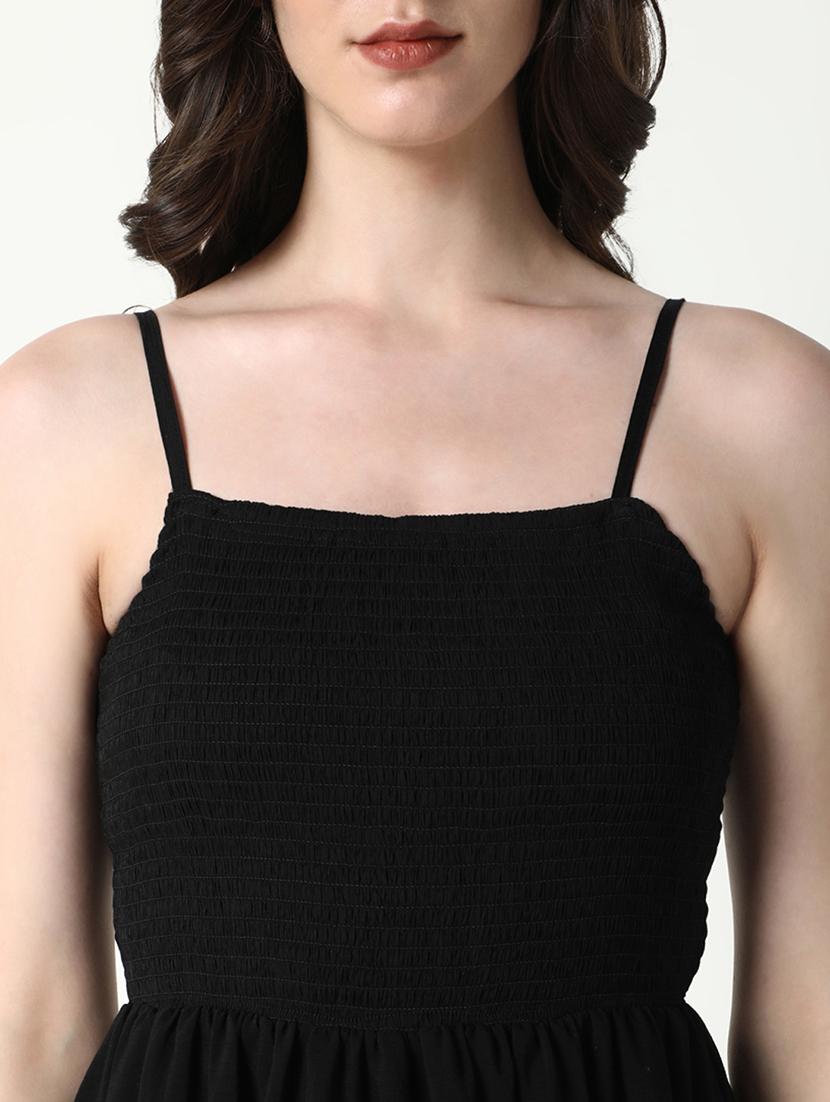women black solid fit & flare dress - 21598038 - Standard Image - 7
