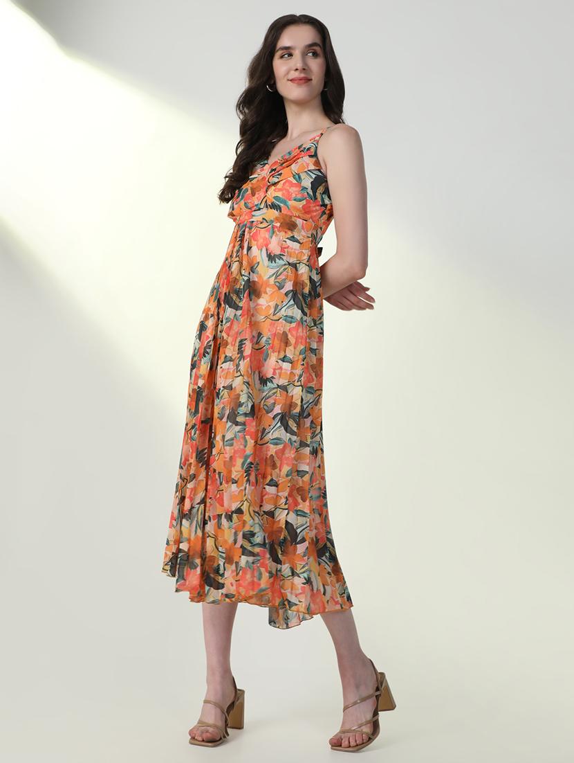 women floral v neck fit & flare dress - 21598040 - Standard Image - 2