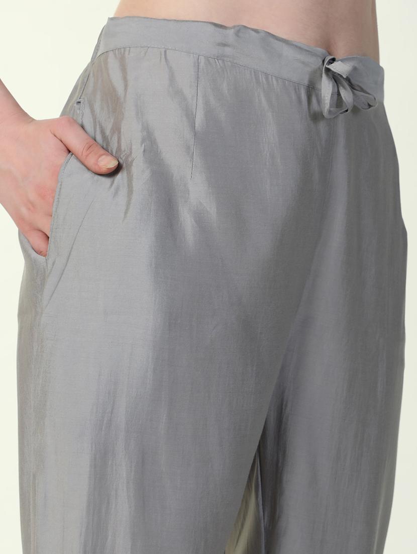 women grey lace work kurta pant set with dupatta - 21598125 - Standard Image - 7
