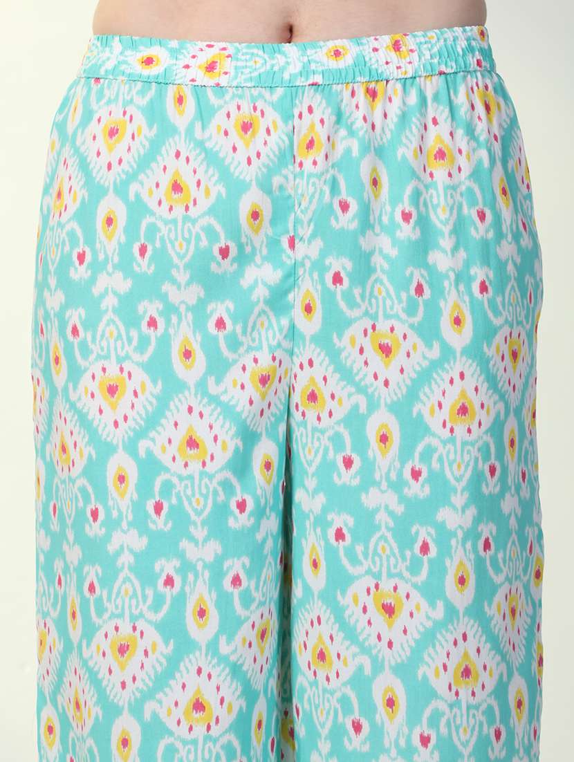 women sea green printed kurta pant set - 21598131 -  Standard Image - 7