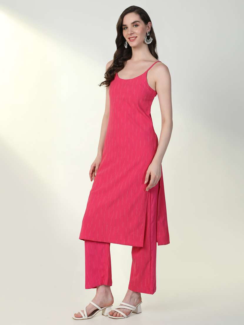 women pink self design kurta pant set - 21598133 -  Standard Image - 2
