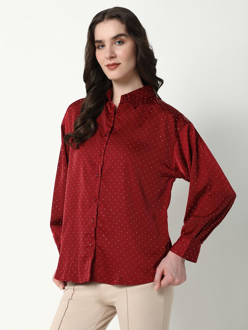 women polka doted collatred regular shirt - 21598143 - Standard Image - 2
