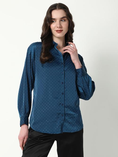 women polka doted collatred regular shirt - 21598144 - Standard Image - 0