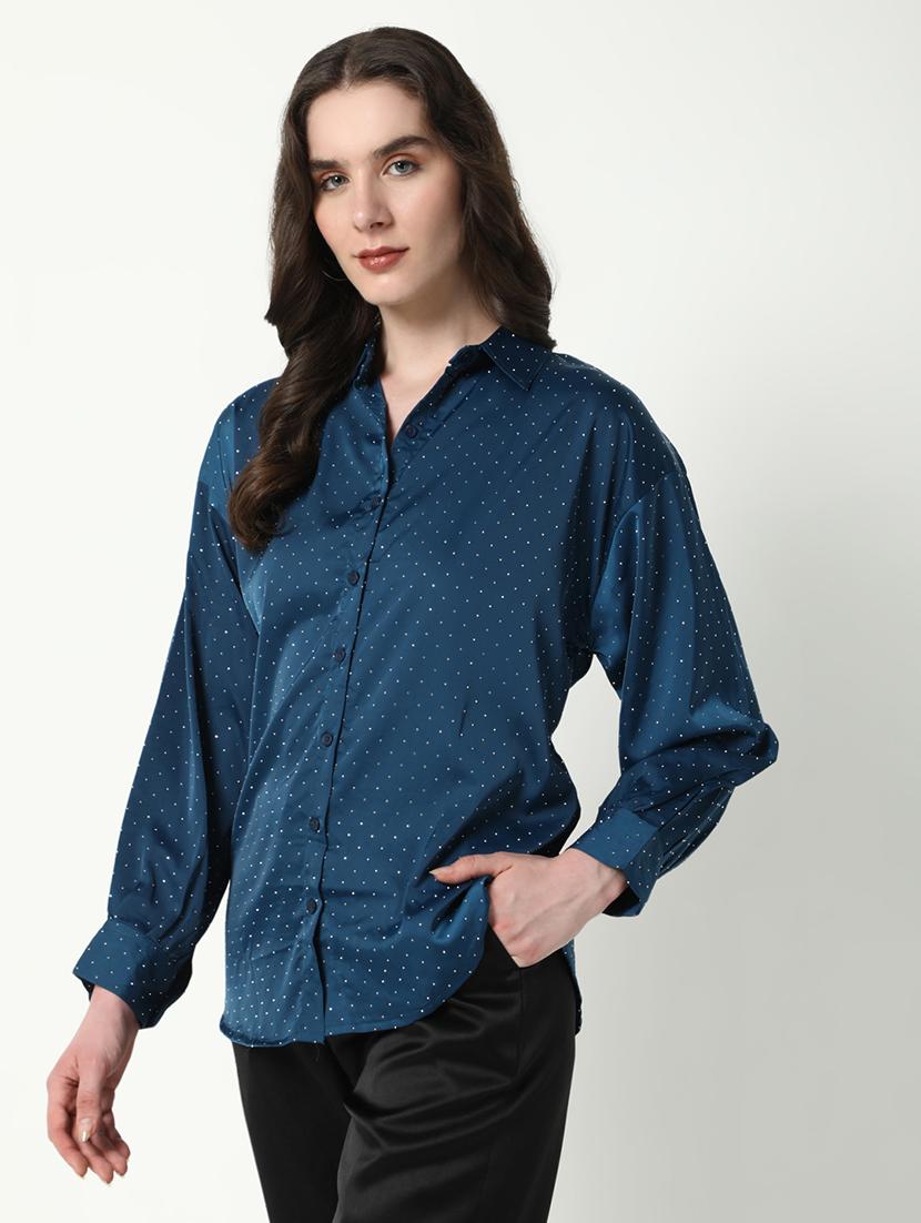 women polka doted collatred regular shirt - 21598144 - Standard Image - 2