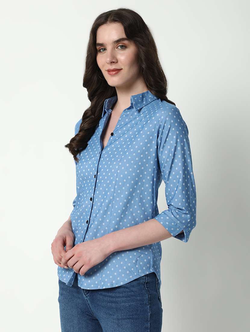 women polka dots three quarter sleeve shirt - 21598149 - Standard Image - 2