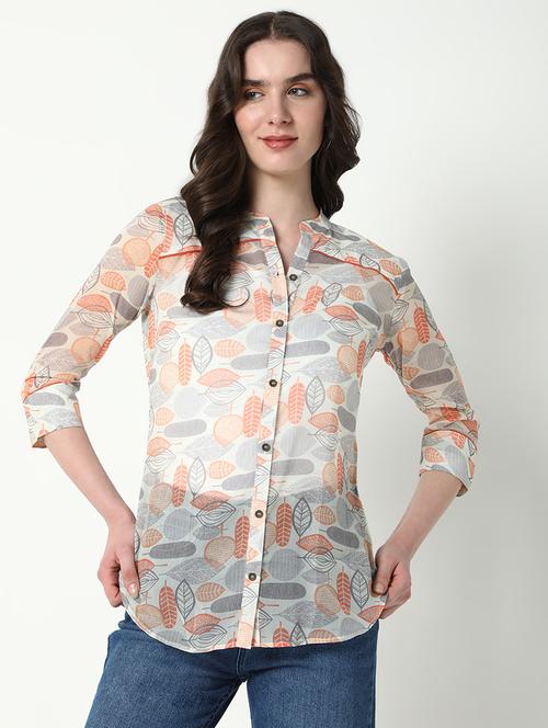 women printed three quarter sleeve shirt - 21598151 -  Standard Image - 0
