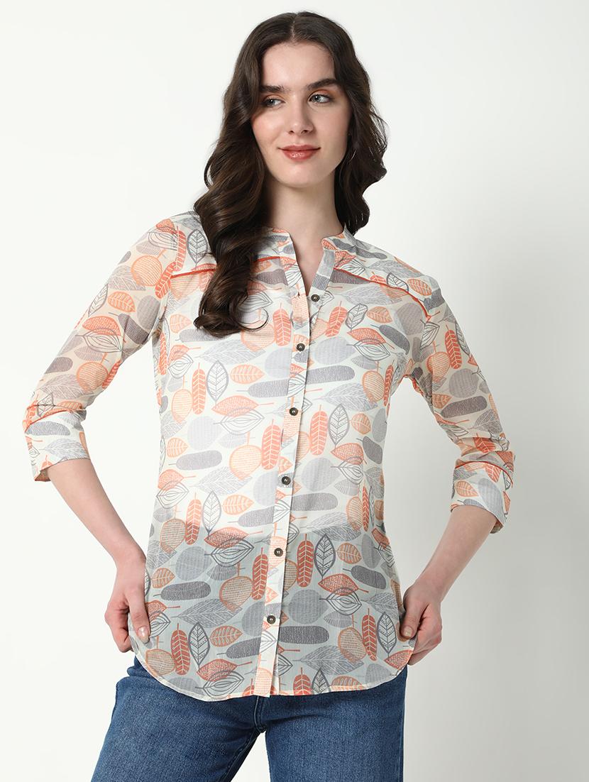 women printed three quarter sleeve shirt - 21598151 -  Zoom Image - 0