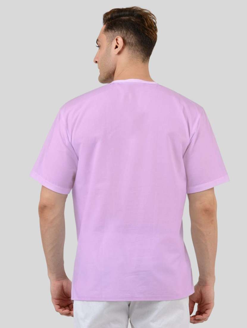 men solid short sleeves kurta with single pocket - 21598155 -  Standard Image - 2