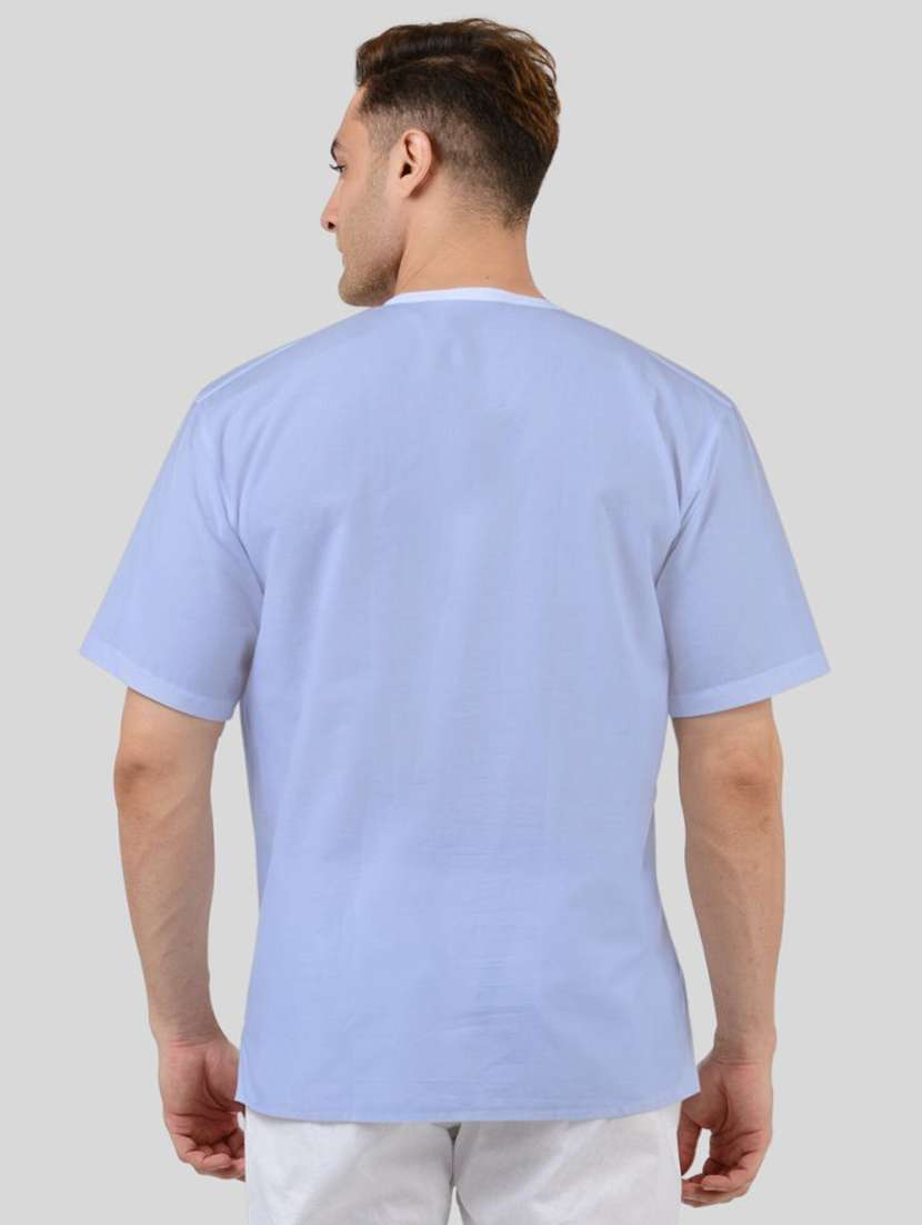 men pack of 2 solid short sleeves kurta with single pocket - 21598158 - Standard Image - 2