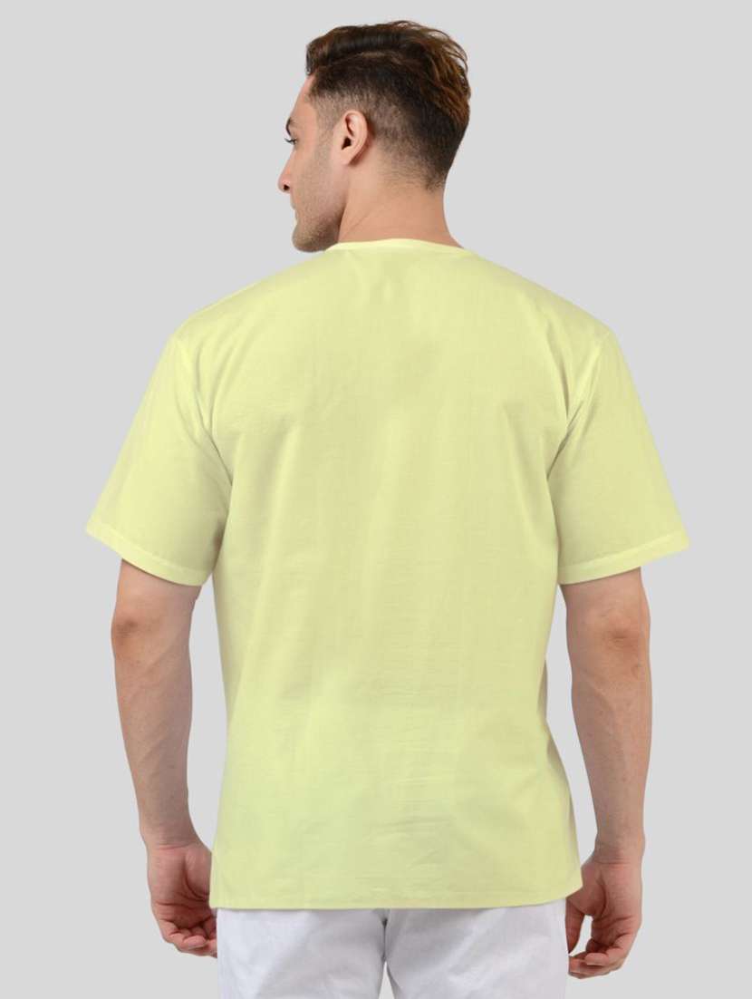 men solid short sleeves kurta with single pocket - 21598159 -  Standard Image - 2