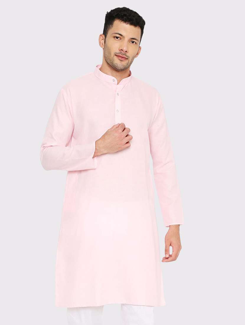 men solid mandarin neck long kurta