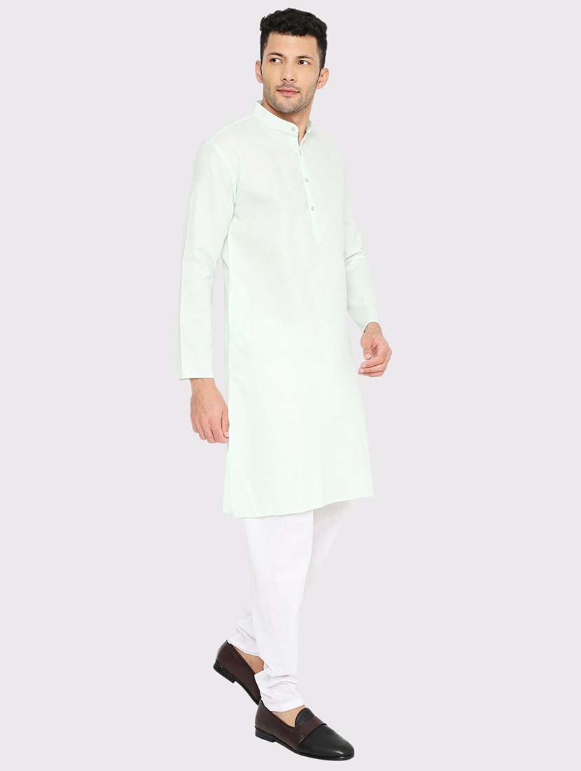 men solid mandarin neck long kurta - 21598167 -  Standard Image - 2