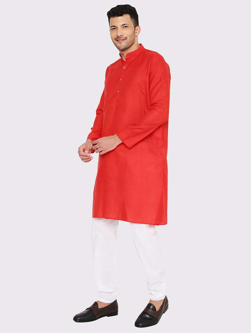 men solid mandarin neck long kurta - 21598169 -  Standard Image - 2
