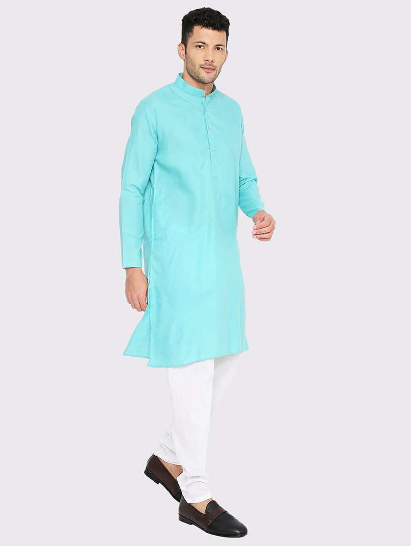 men solid mandarin neck long kurta - 21598170 -  Standard Image - 2