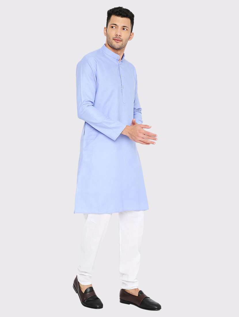 men solid mandarin neck long kurta - 21598171 -  Standard Image - 2