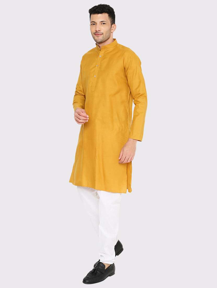men solid mandarin neck long kurta - 21598175 - Standard Image - 2
