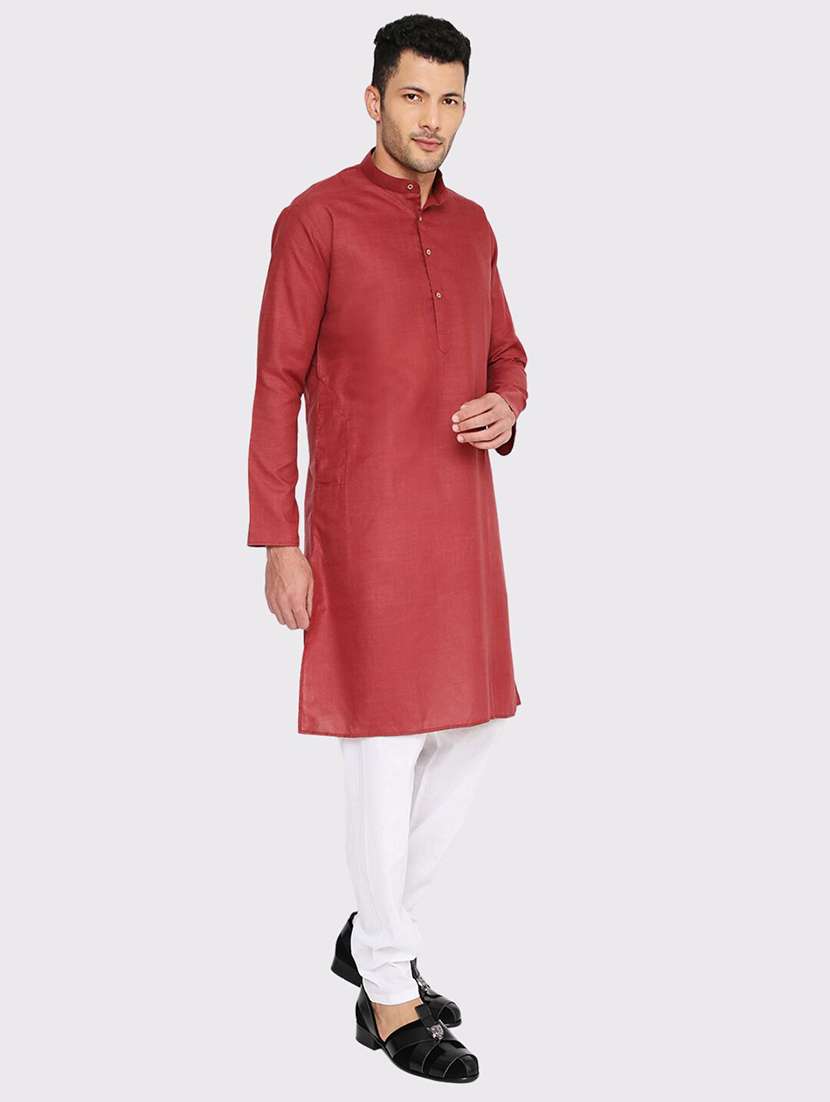men solid mandarin neck long kurta - 21598177 -  Standard Image - 2