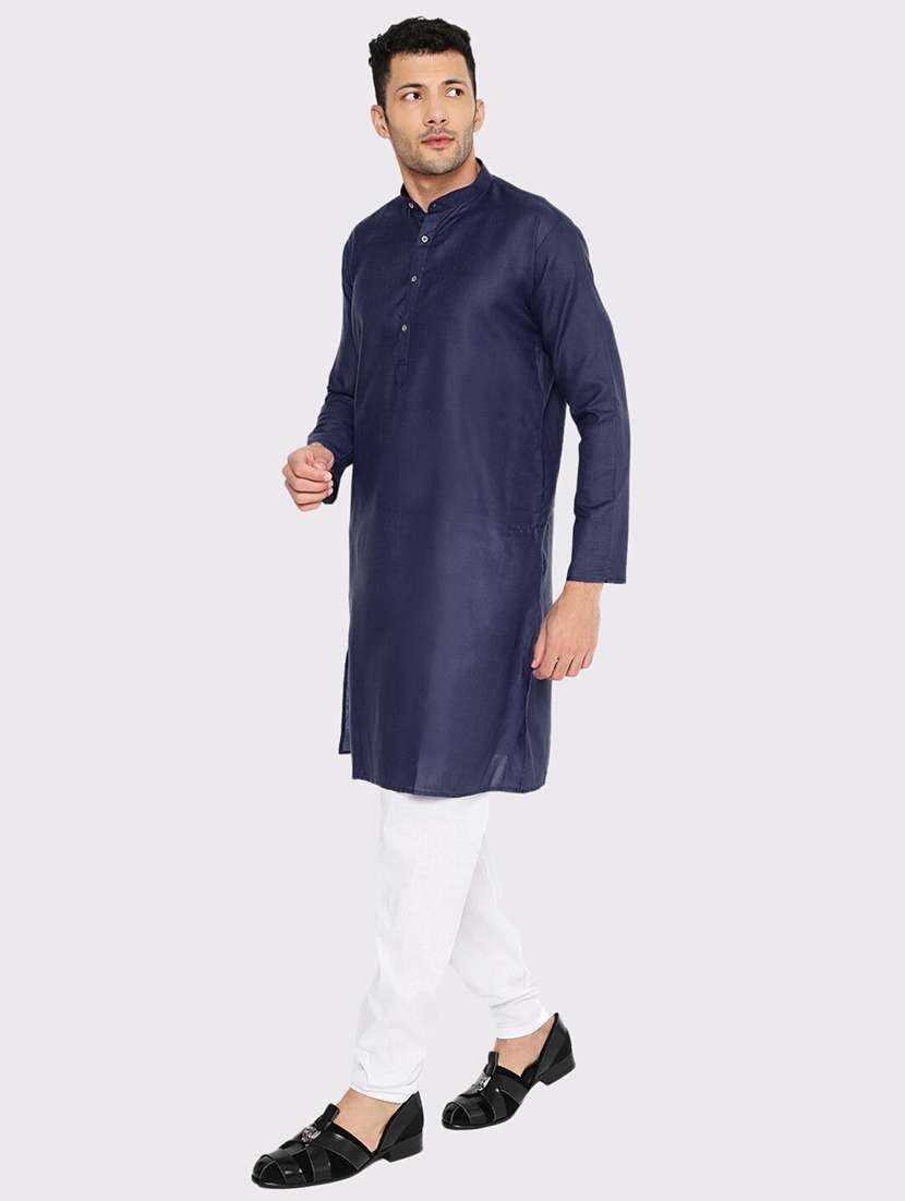 men solid mandarin neck long kurta - 21598181 - Standard Image - 2