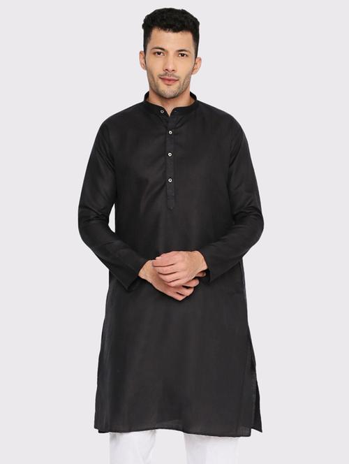 men solid mandarin neck long kurta - 21598183 - Standard Image - 0