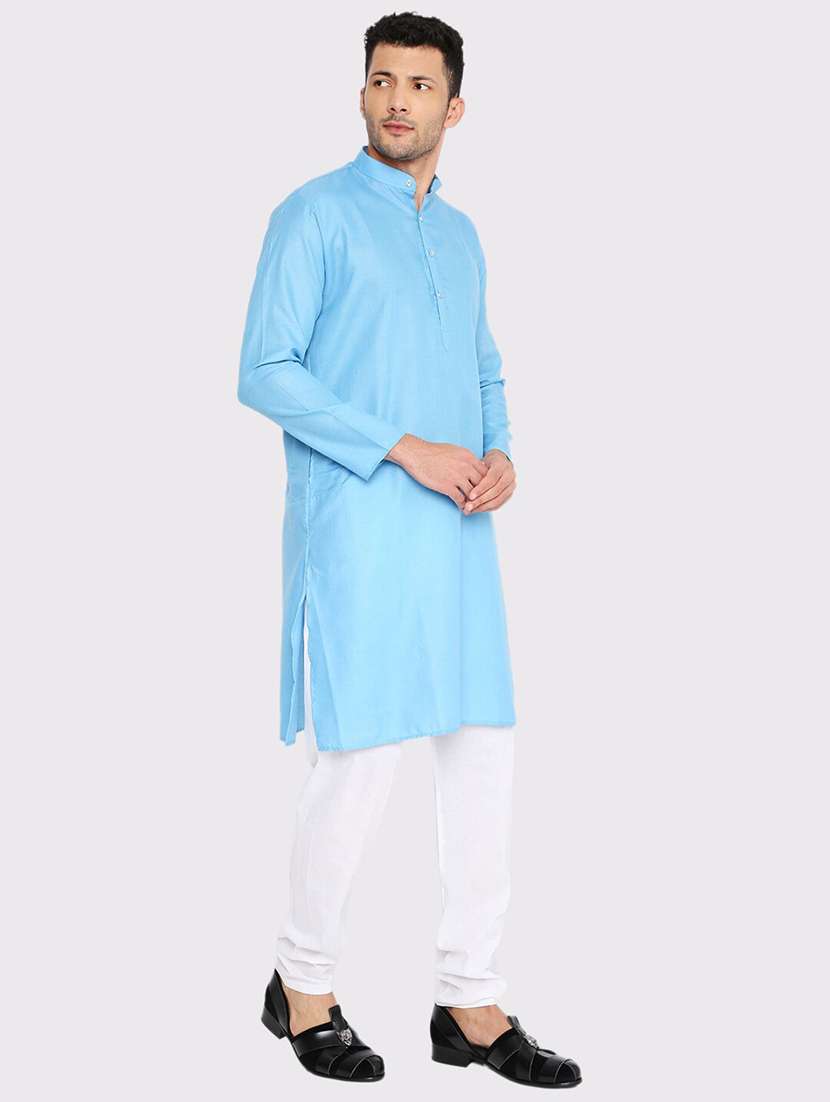 men solid mandarin neck long kurta - 21598185 -  Standard Image - 2